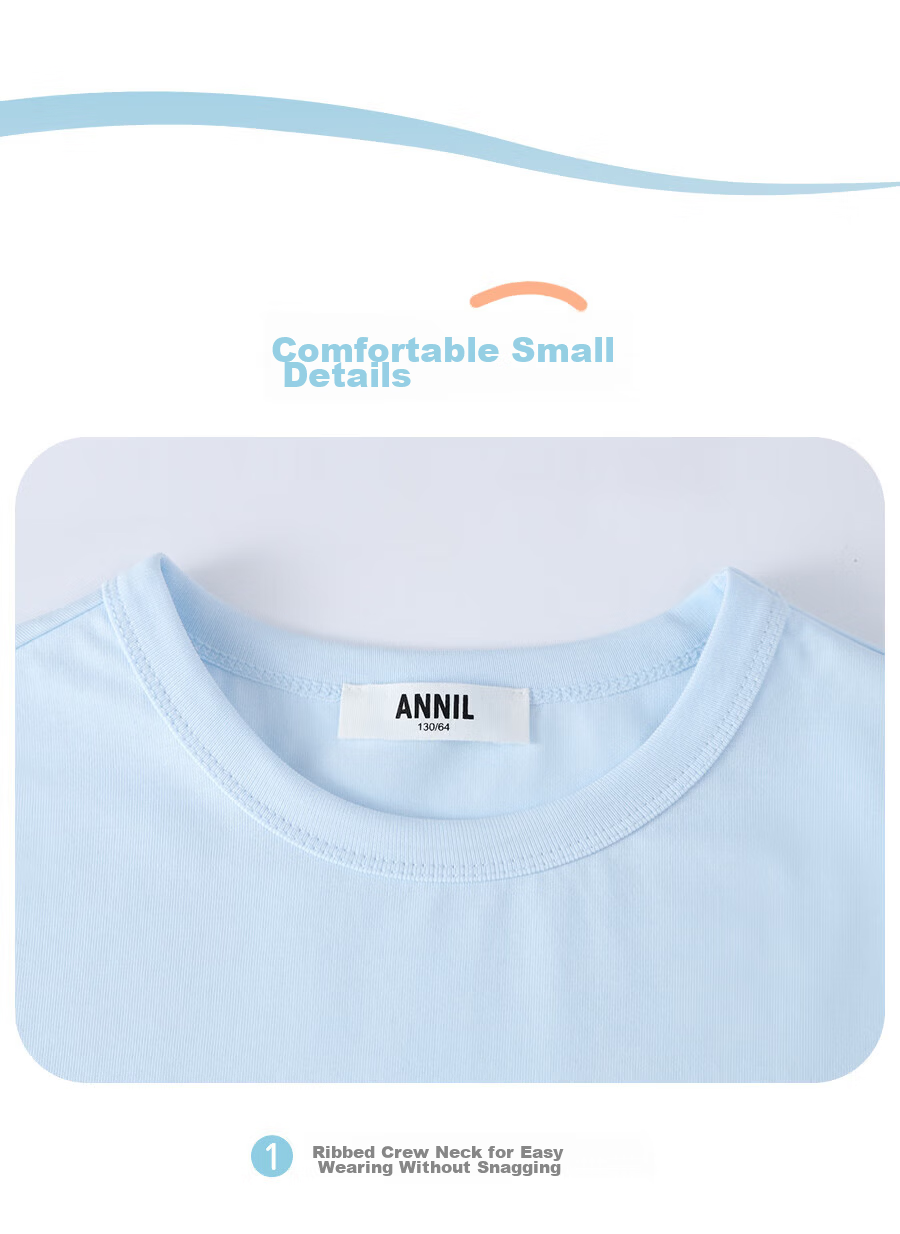 Annil Rainbow Parent-Child Short Sleeve T-Shirt for Boys and Girls 2026 Summer New Dopamine Collection 18